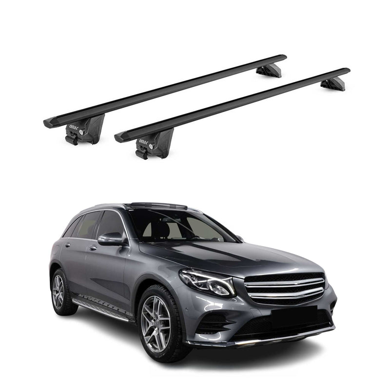 Barres de toit transversales pour Mercedes GLC X253 2015-2021 Alu Noir 2x ABE
