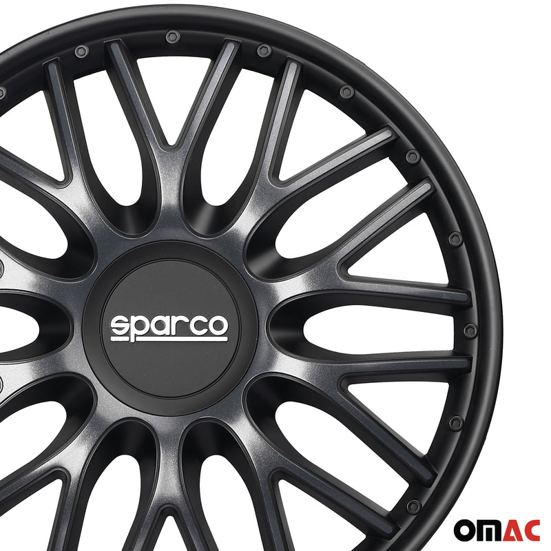 SPARCO Jeu Enjoliveurs de Roues 15 Pouces Gris, Noir en ABS 4 piéces