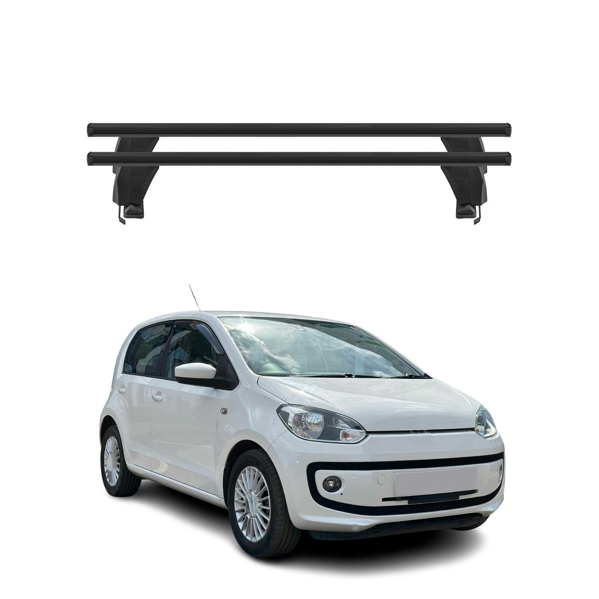 Menabo Barres de toit Transversales pour VW Up! 2011-2016 Alu Noir ABE 2x