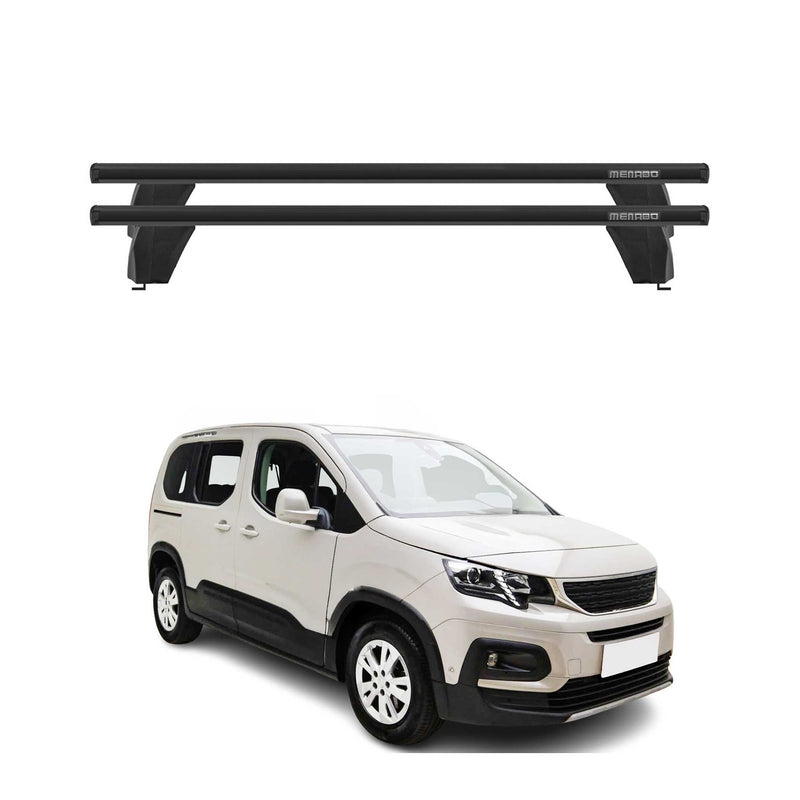 Menabo Barres de toit Transversales pour Peugeot Rifter 2018-2025 Alu Noir ABE
