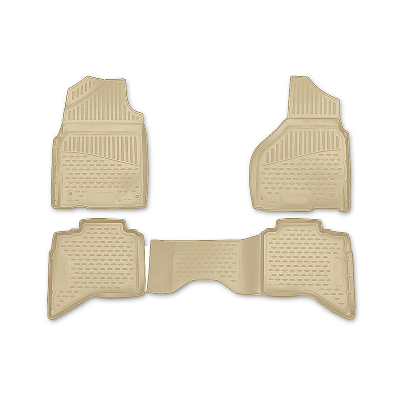 Tapis de sol pour Dodge Ram 1500 2500 3500 2012-2018 Quad Cab TPE 3D Beige 4x