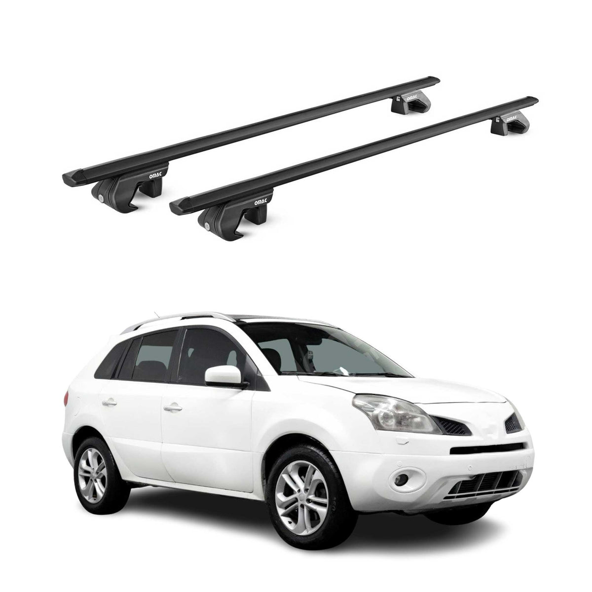 Barres de toit transversales ABE pour Renault Koleos I 2008-2017 5 P Alu Noir 2x