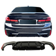 JOM Insert de Pare-choc Arrière pour BMW Série 5 G30/G31 LCI 2021- Noir Brillant breite Ausführung M-Sport
