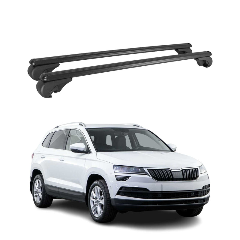 Barres de toit Transversales pour Skoda Karoq 2017-2025 Aluminium Noir