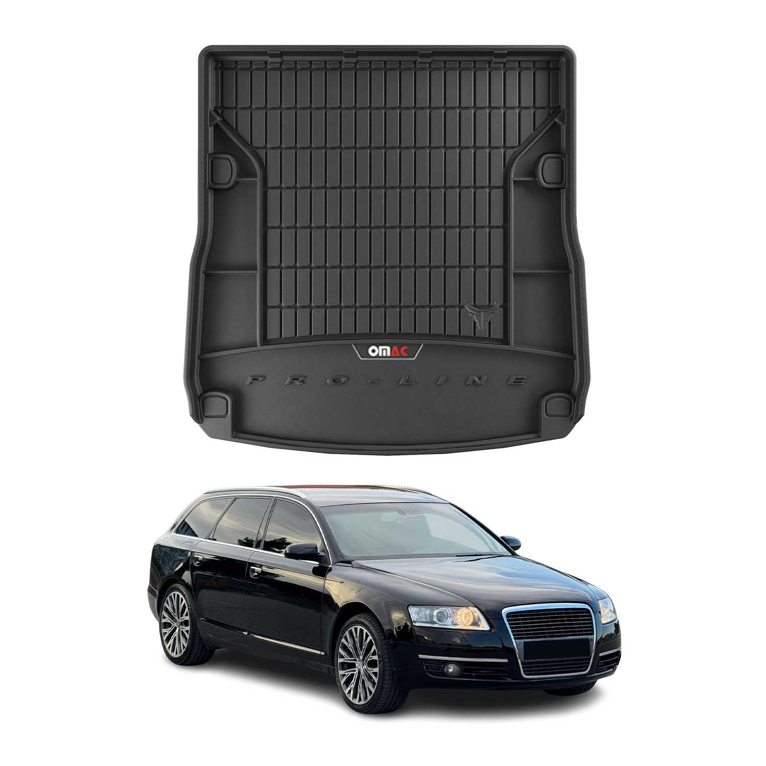 OMAC Tapis de coffre caoutchouc pour Audi A6 C6 Break Allroad 04-11 Noir Premium