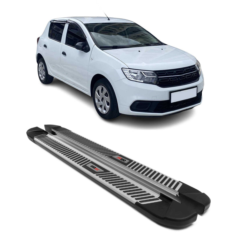 Marchepieds Latéraux pour Dacia Sandero 2012-2020 Noir Gris Aluminium 2Pcs