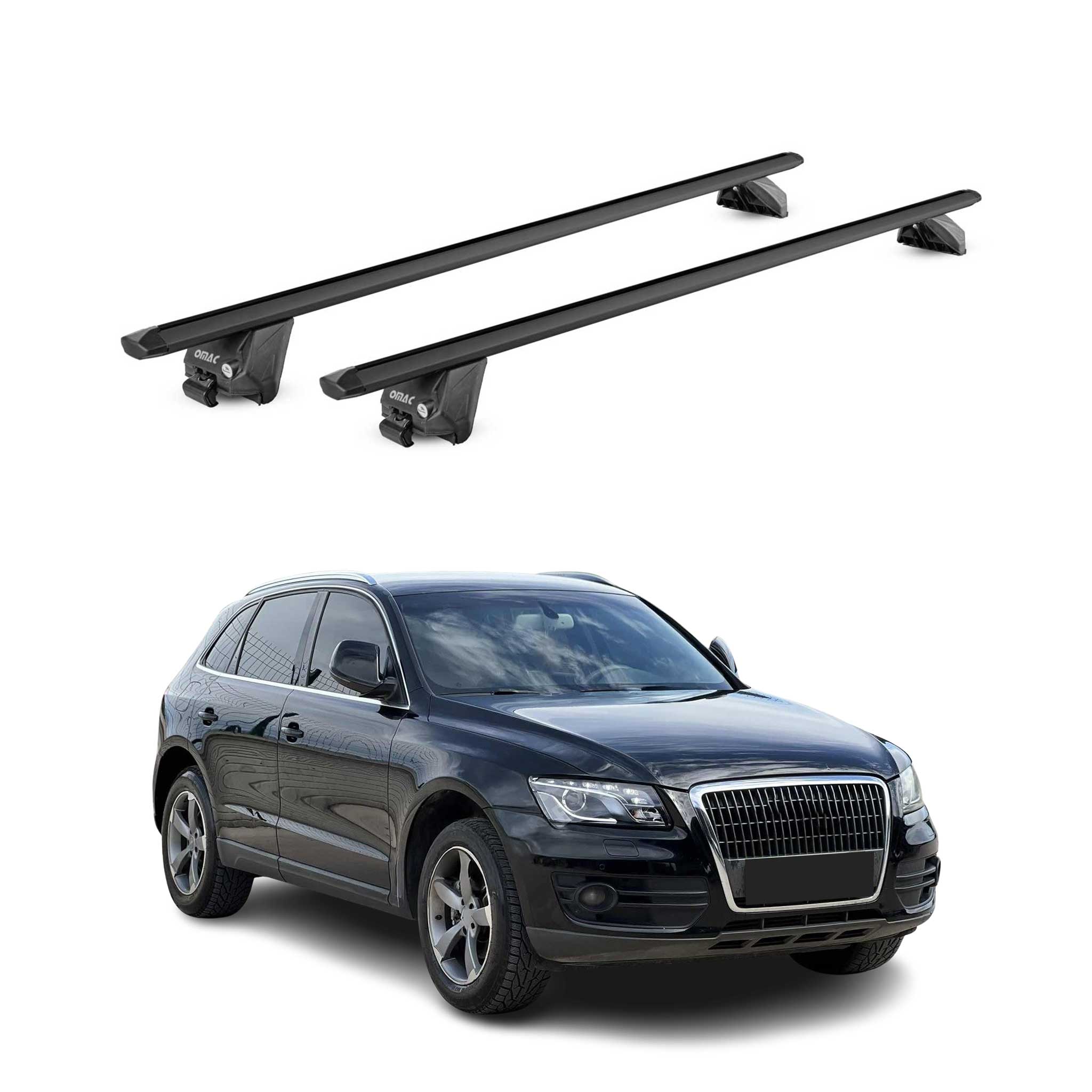 Barres de toit transversales pour Audi Q5 8R FY Sportback 2008-25 Alu Noir ABE