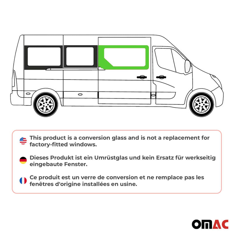 Vitre de Porte pour Opel Movano 2010–2021 Droit Porte coulissante L2 L3 L4 H2