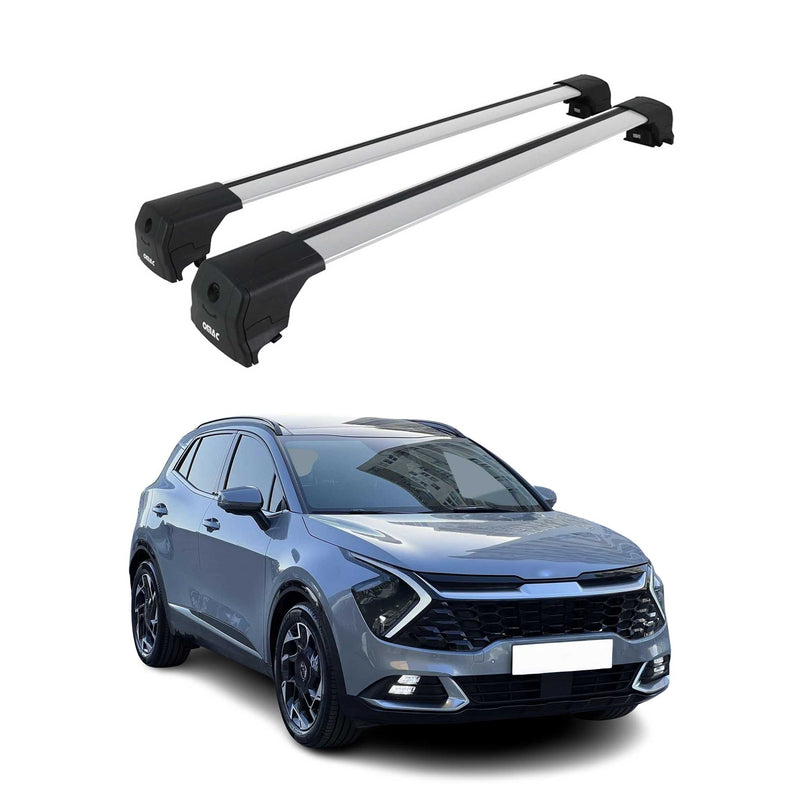 Barres De Toit Transversales pour Kia Sportage 2021-2025 Aluminium Gris ABE