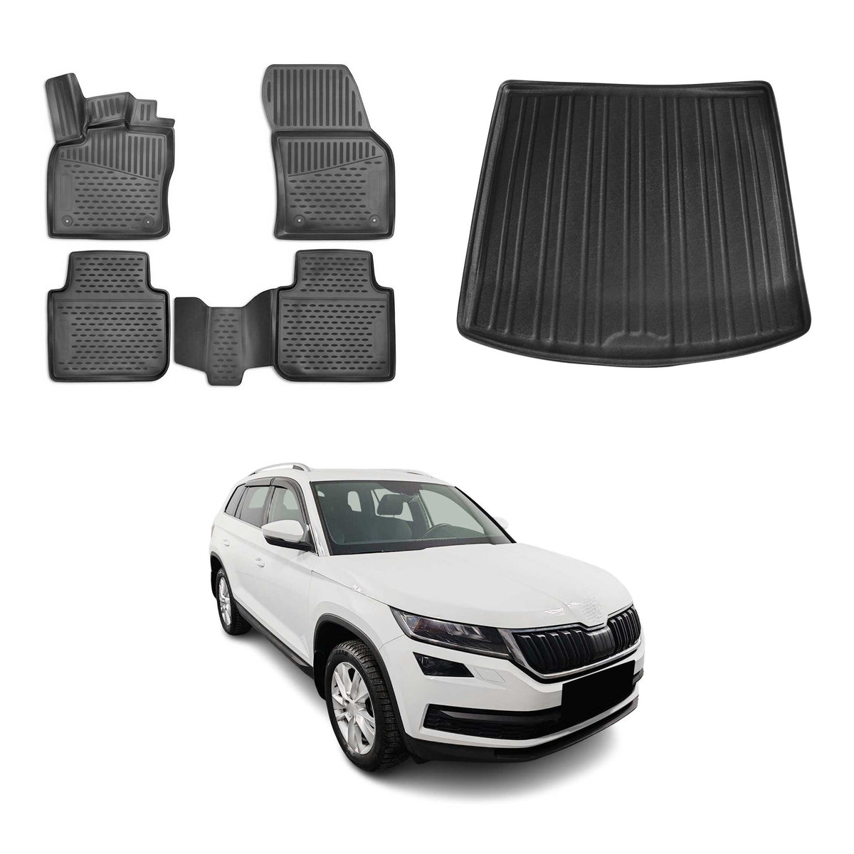 OMAC Kit Tapis de Sol et Coffre pour Skoda Kodiaq I 2016-2024