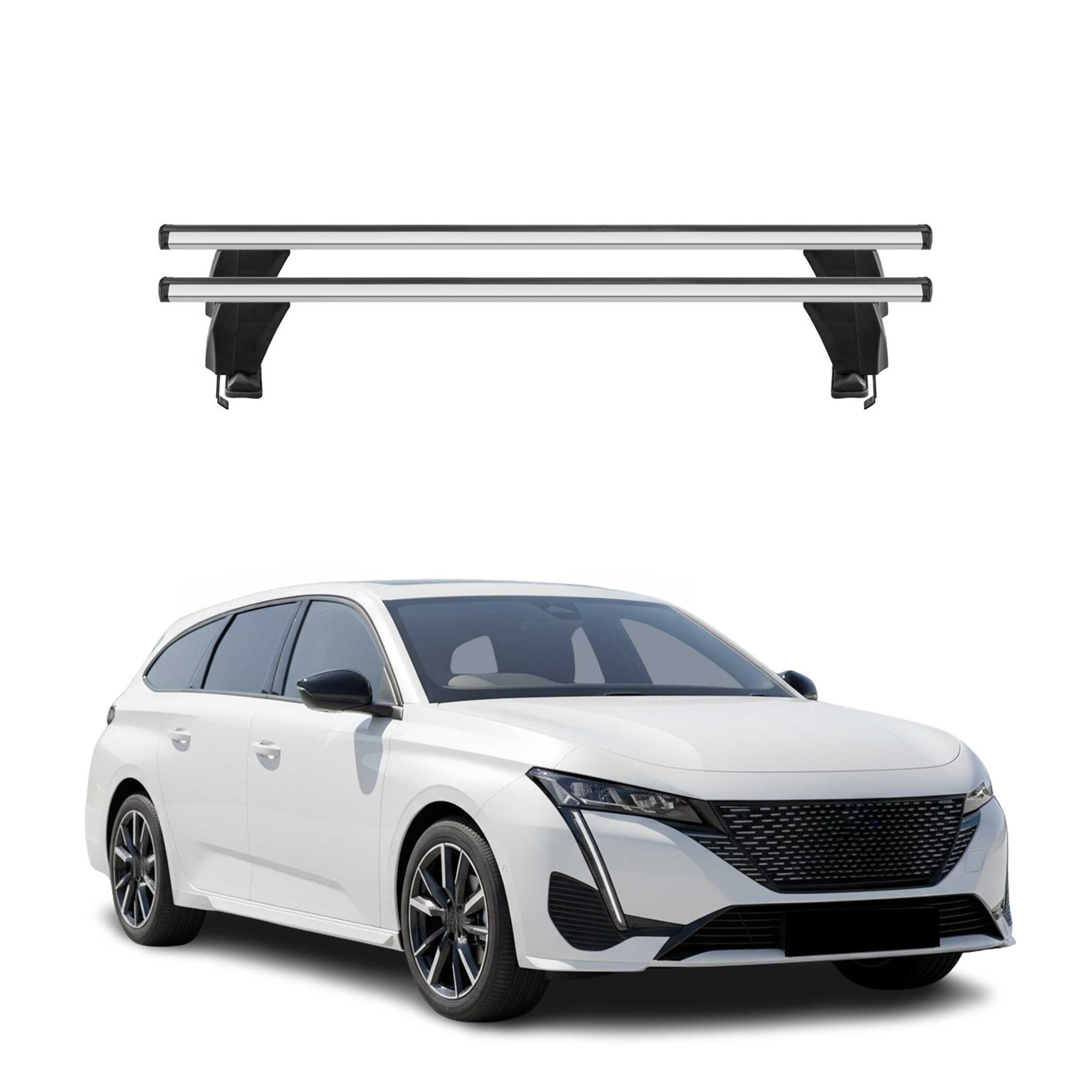 Barres de toit transversales pour Peugeot 308 Break III 2021-2026 Alu Gris 2x