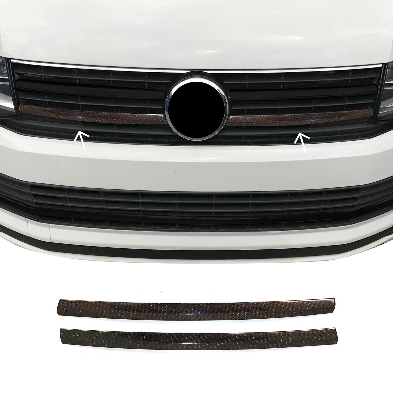 Moulure de Grille de Calandre pour VW T6 2015-2019 Highline Carbone Rouge 2x