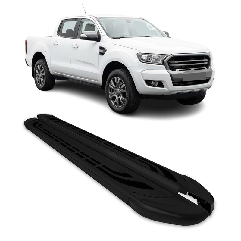 Marchepieds Latéraux pédale pour Ford Ranger T6 2012-22 DoubleCab Noir Alu 2Pcs