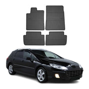 OMAC Tapis de sol pour Peugeot 407 Berline Break 2004-2011 Noir en caoutchouc