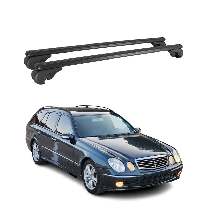 Barres de toit Transversales pour Mercedes Classe E S211 2003-2009 Alu Noir