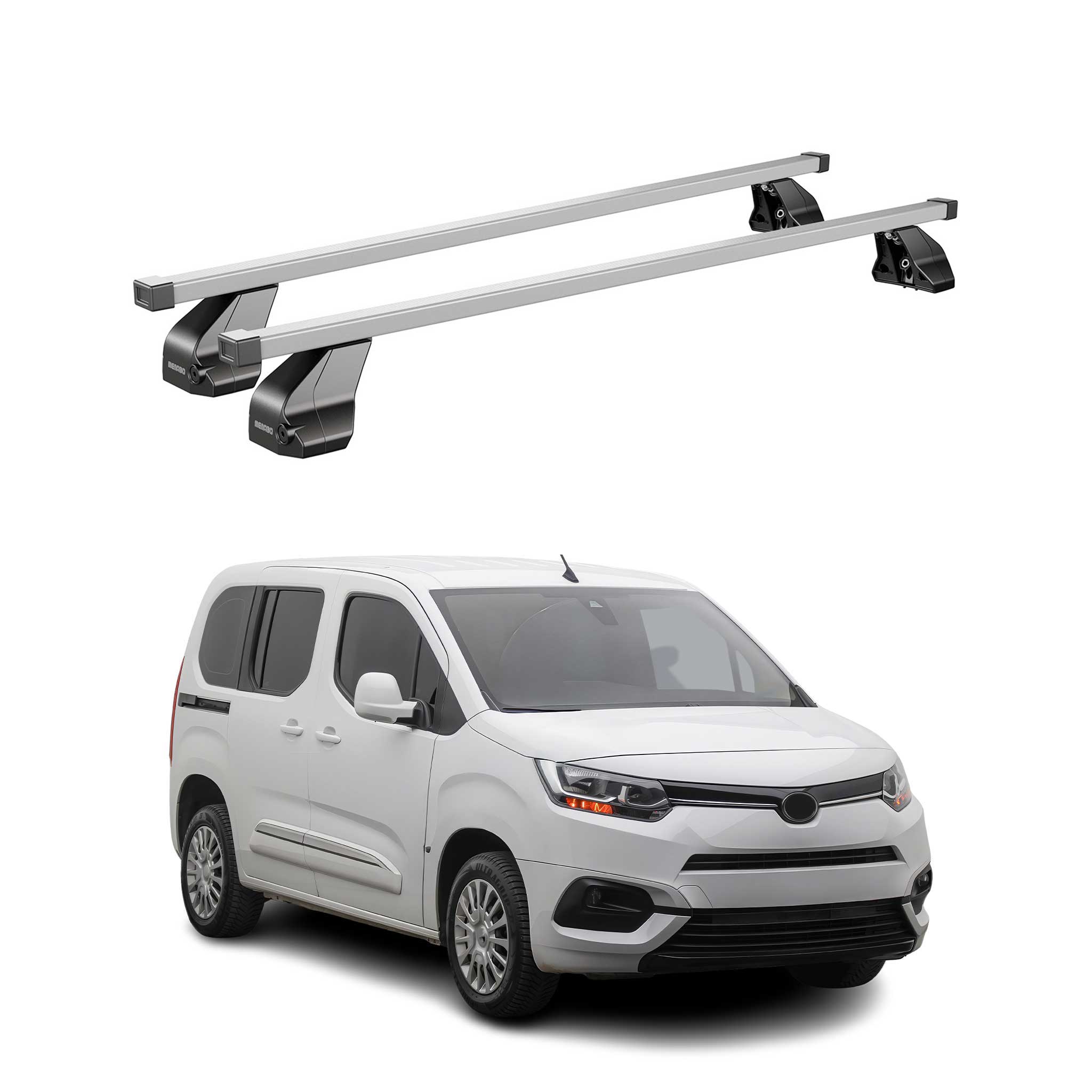Barres de toit transversales pour Toyota Proace City 2019-2026 Acier Gris