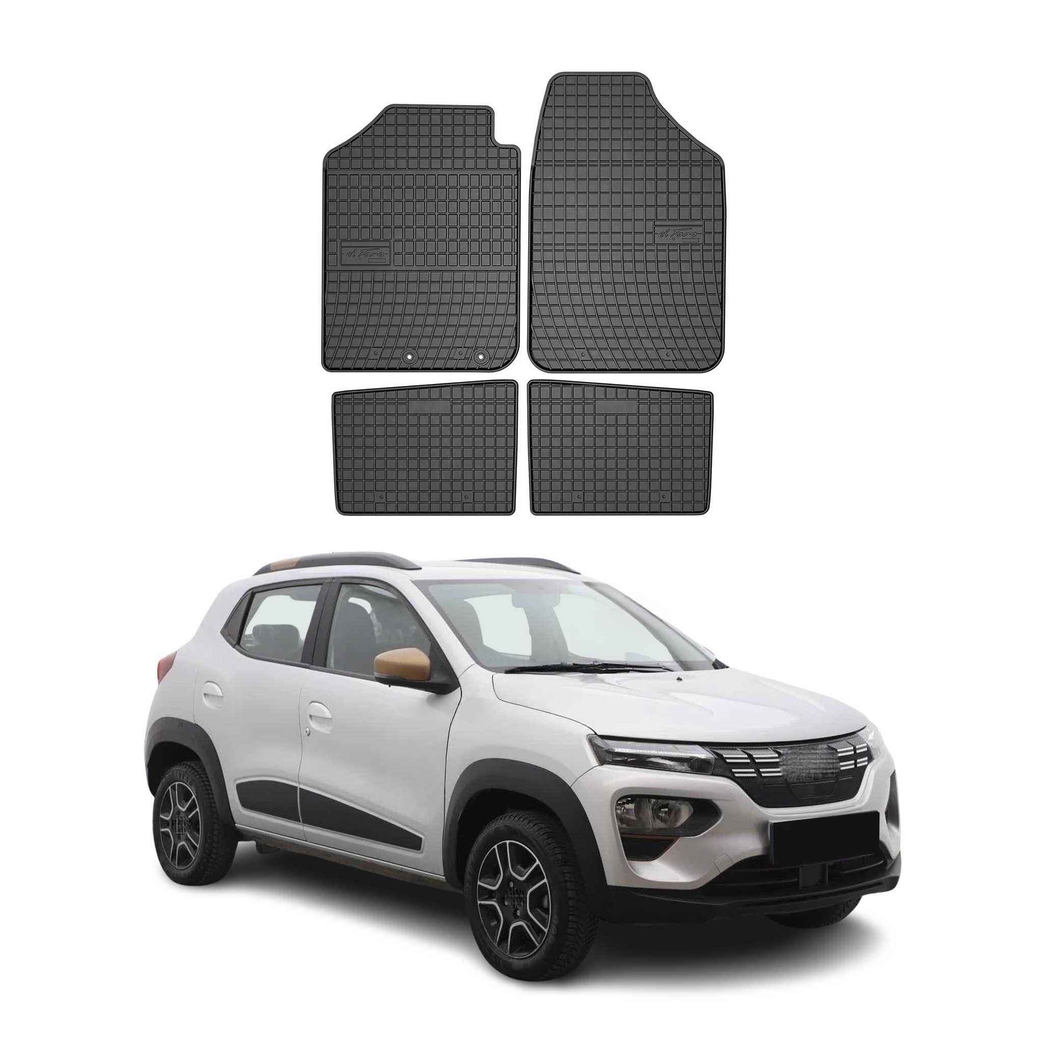 OMAC Tapis de sol pour Dacia Spring 2021-2026 noir 4 pièces en Caoutchouc
