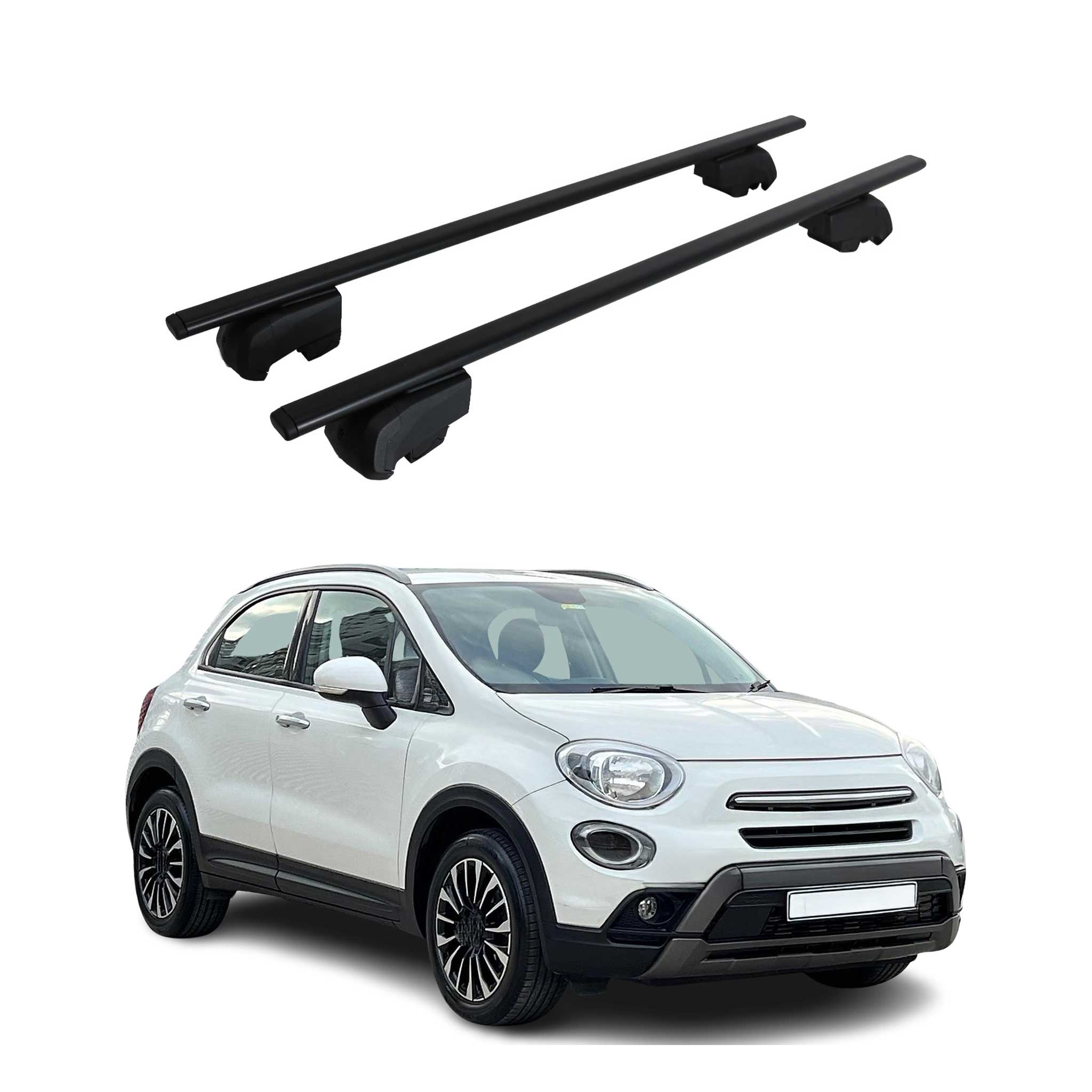 Barres de toit Transversales pour Fiat 500X 2015-2026 ABE Noir 2x