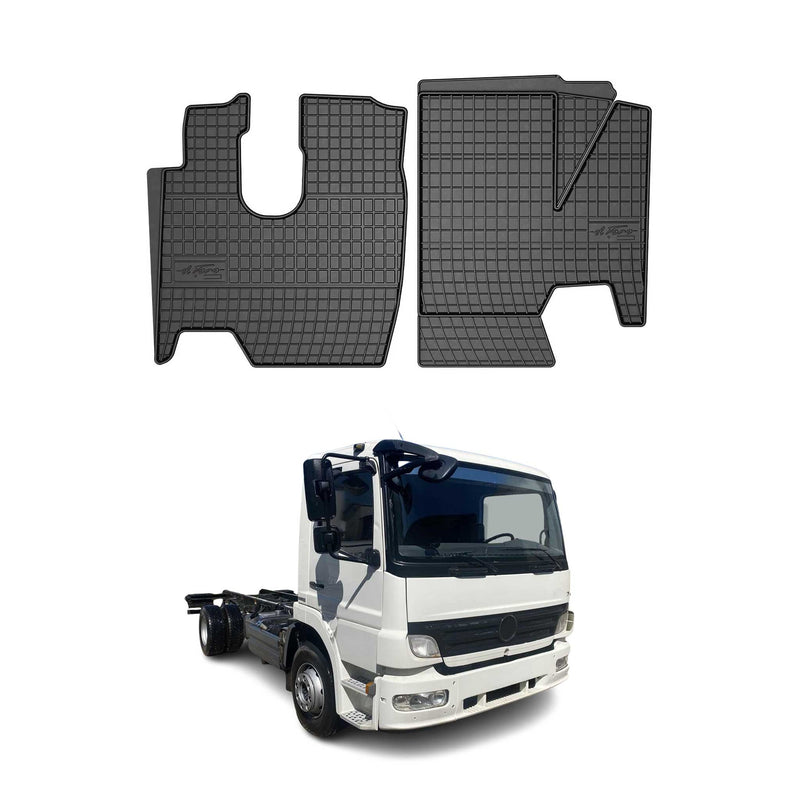 Tapis de sol pour Mercedes Atego 2005-2013 en caoutchouc Noir 2 Pcs