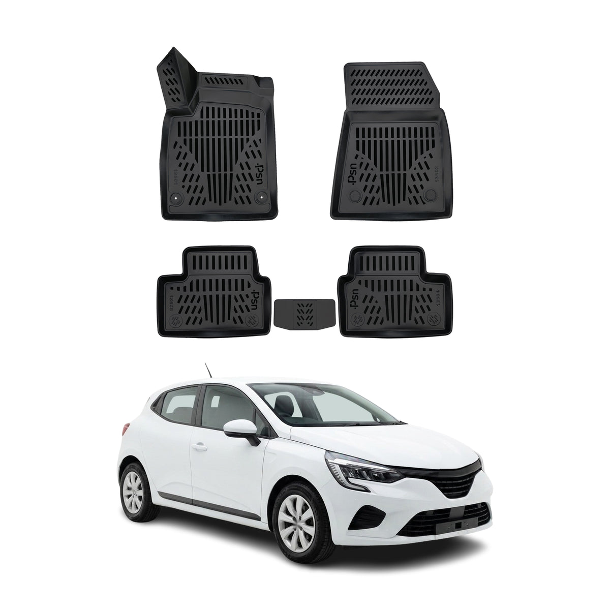 Tapis de sol pour Renault Clio 5 2019-2025 Noir 3D en Caoutchouc TPE 4Pcs