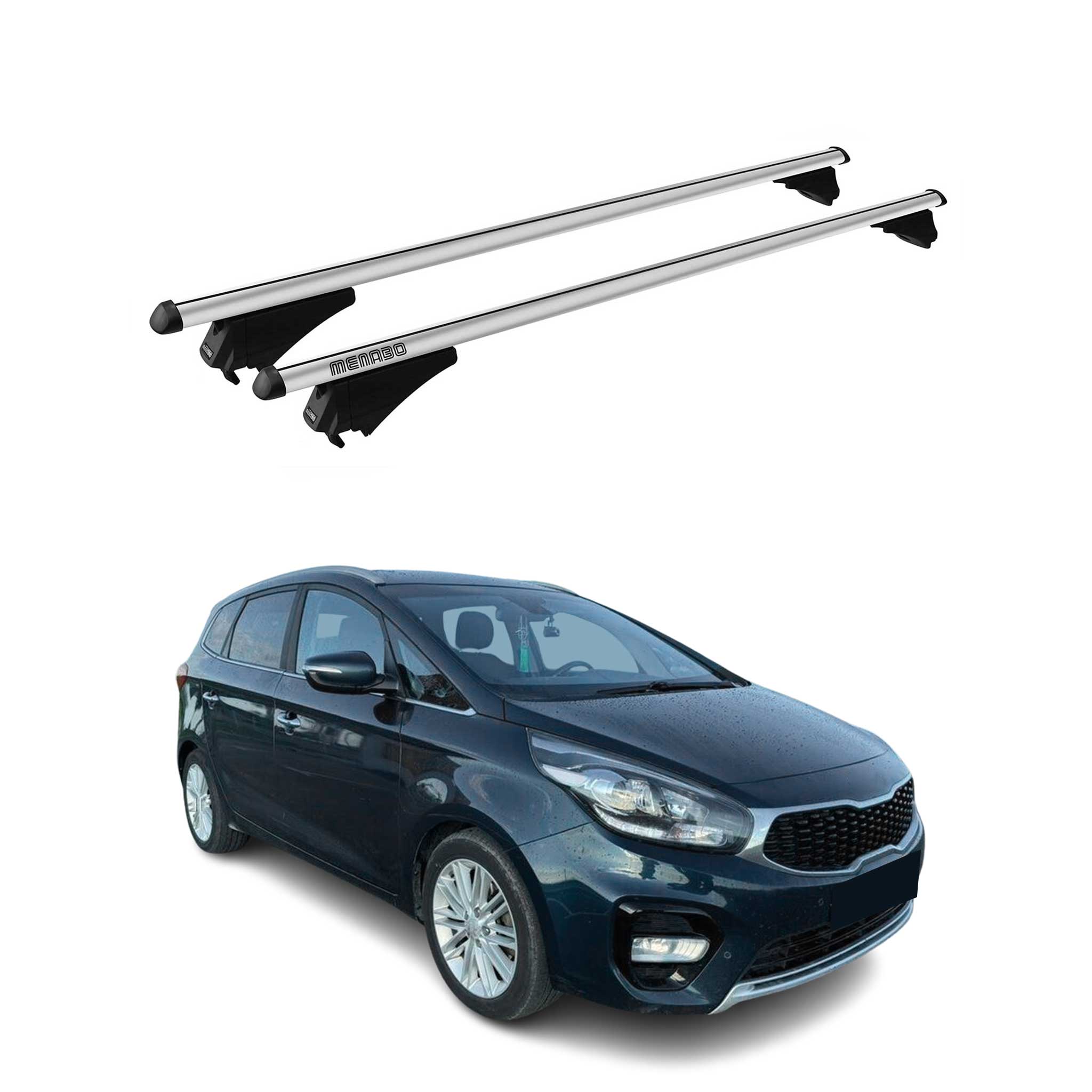 Tiger Barres de toit transversales pour Kia Carens 2013-2019 Aluminium Gris 2x