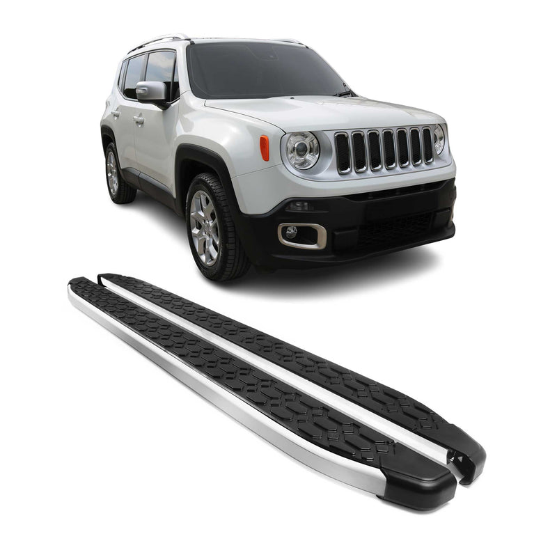 Marchepieds Latéraux Pour Jeep Renegade 2015-2025 Gris Noir Aluminium 2Pcs