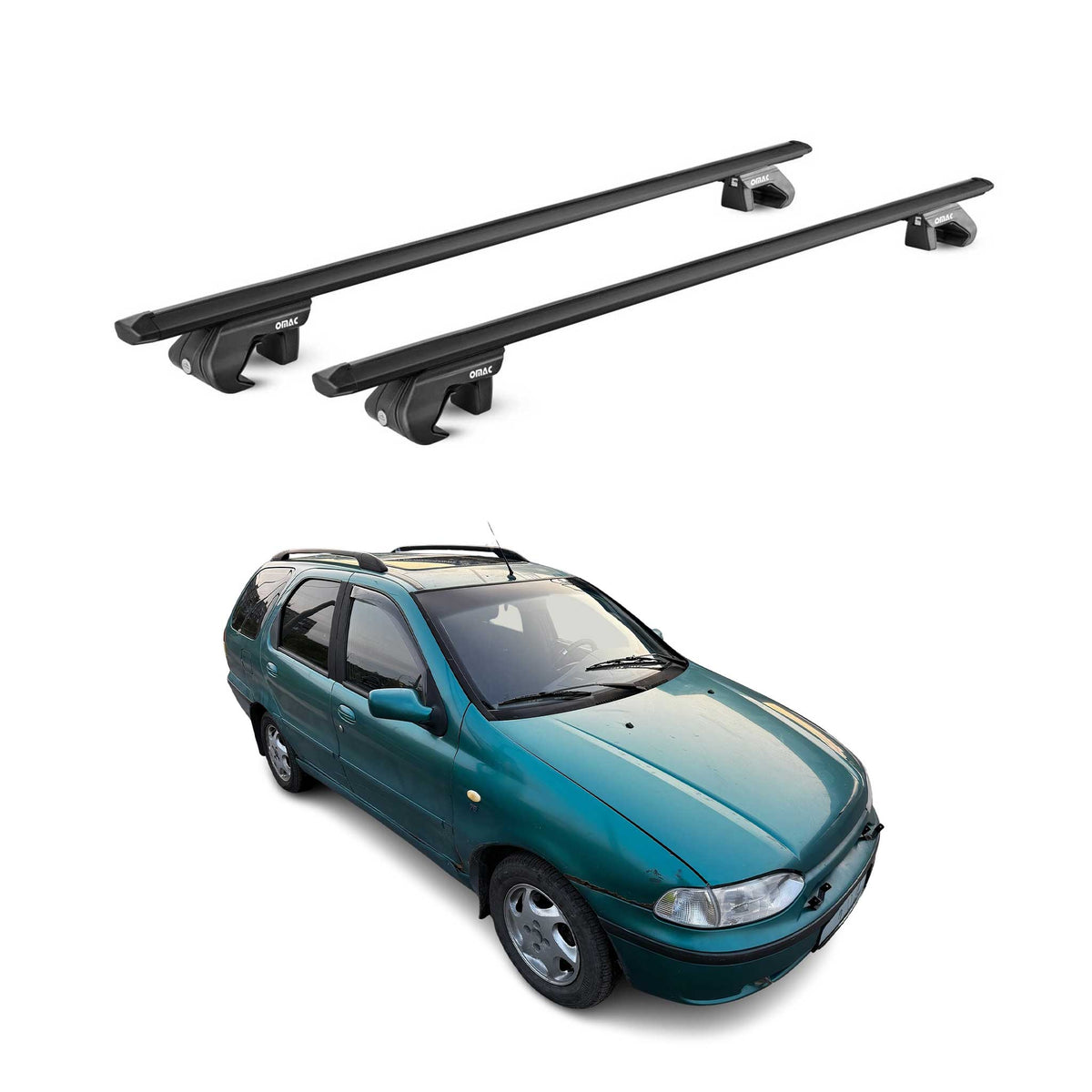Barres de toit transversales pour Fiat Palio WeekEnd 1996-2007 Alu Noir 2x ABE