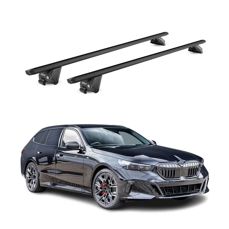 Barres de toit transversales pour BMW Série 5 G61 2024-2025 Noir Alu 2 Pcs ABE