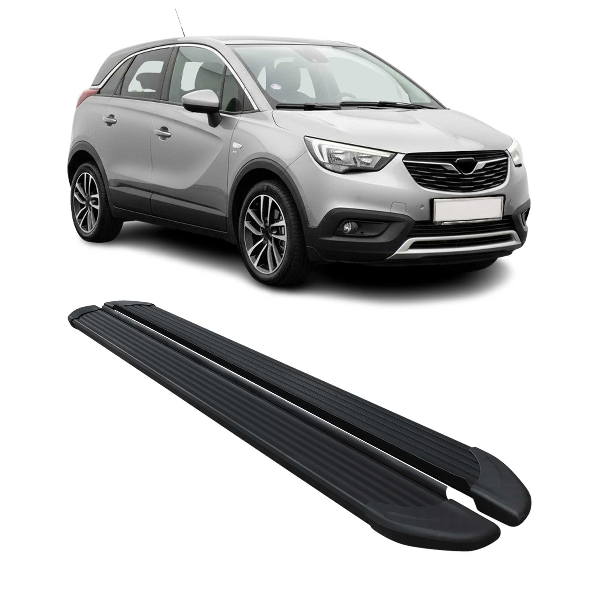 Marchepieds Latéraux pour Opel Crossland X 2017-2024 Noir Aluminium 2Pcs