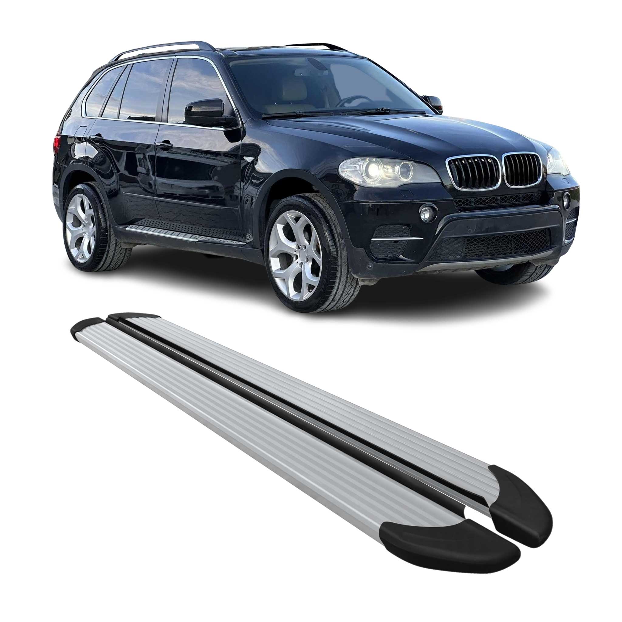 Marchepieds latéraux pédale pour BMW X5 E70 2006-2013 Aluminium 2x Gris