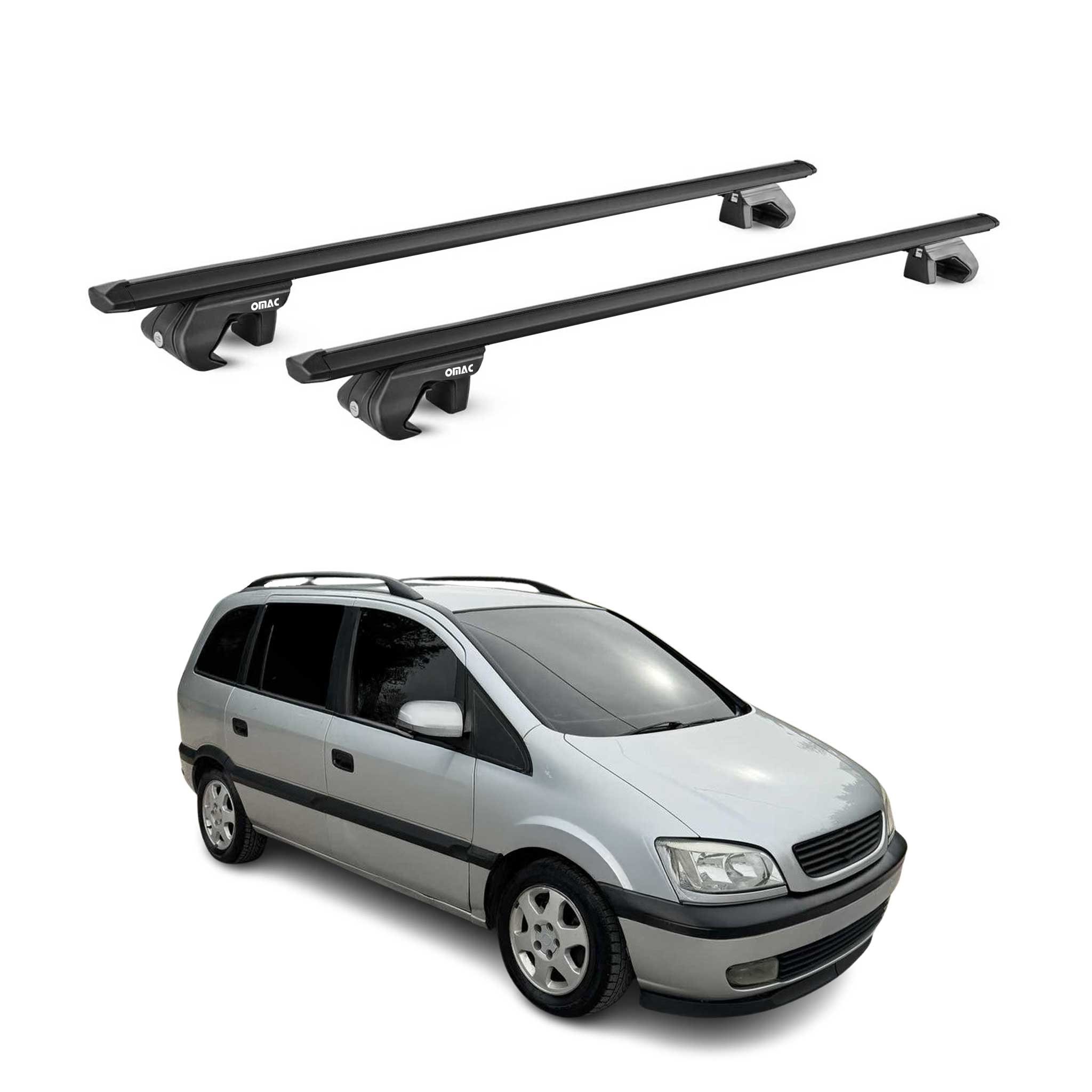 Barres de toit transversales pour Opel Zafira A 1999-2005 Aluminium Noir ABE