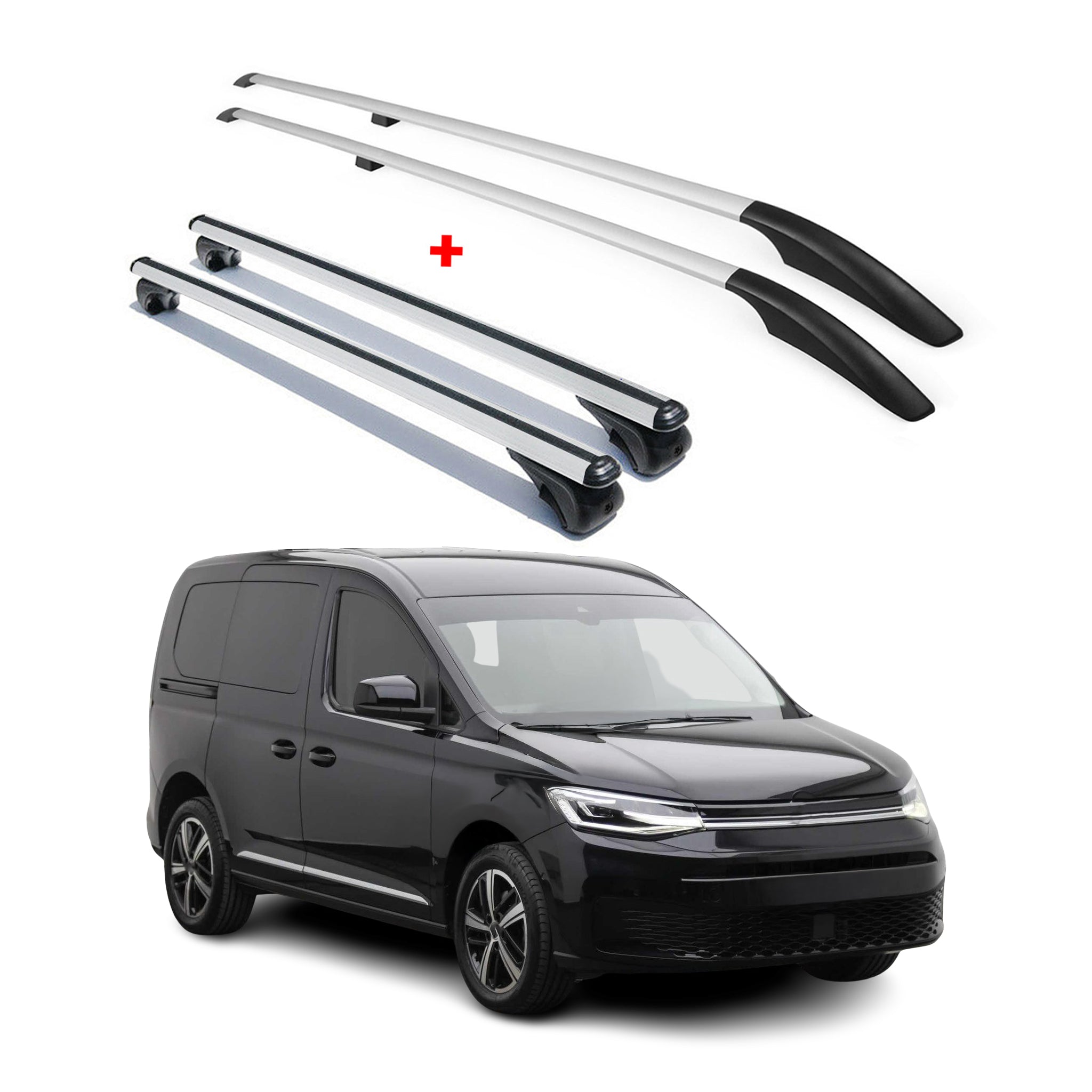 Kit Barres de toit pour VW Caddy 5 2020-2026 Alu Gris L1 Empattement Court 4x
