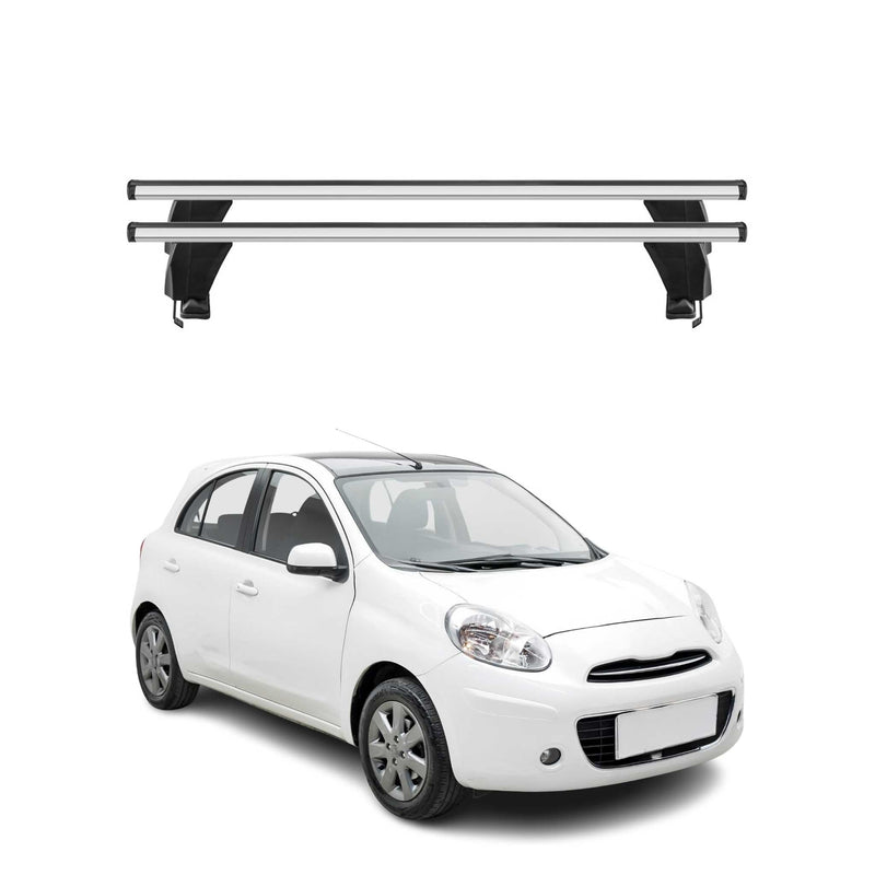 Menabo Barres de toit Transversales pour Nissan Micra 2010-2017 Gris ABE 2x