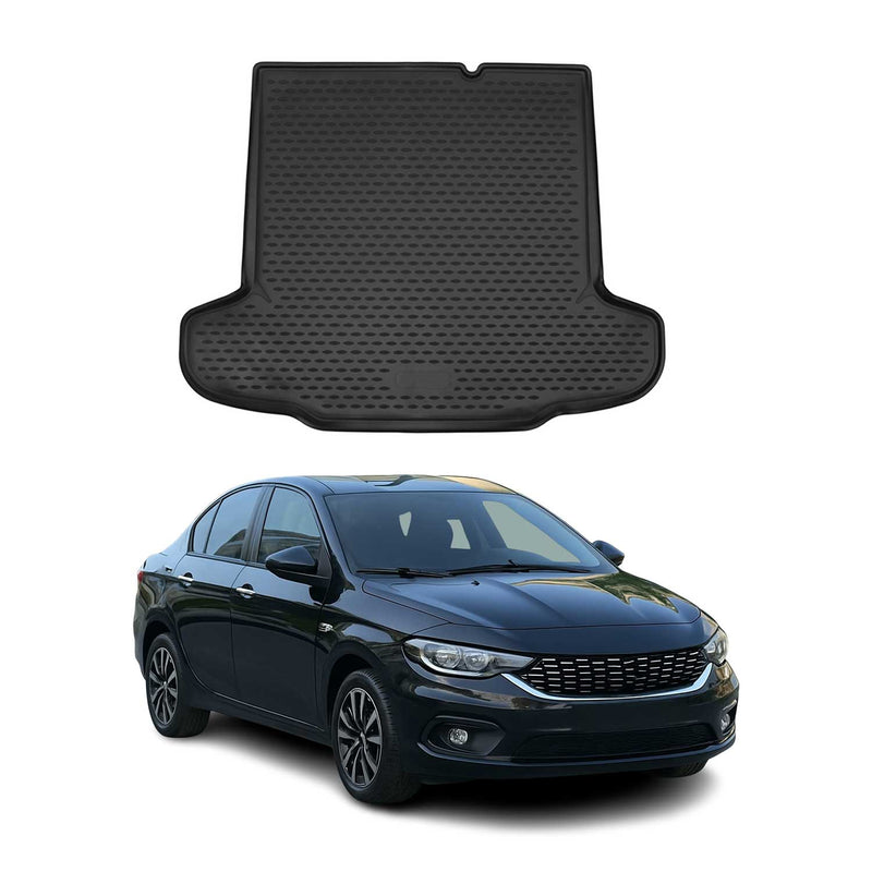 Tapis de Coffre pour Fiat Tipo Berline 2015-2025 Caoutchouc Noir TPE