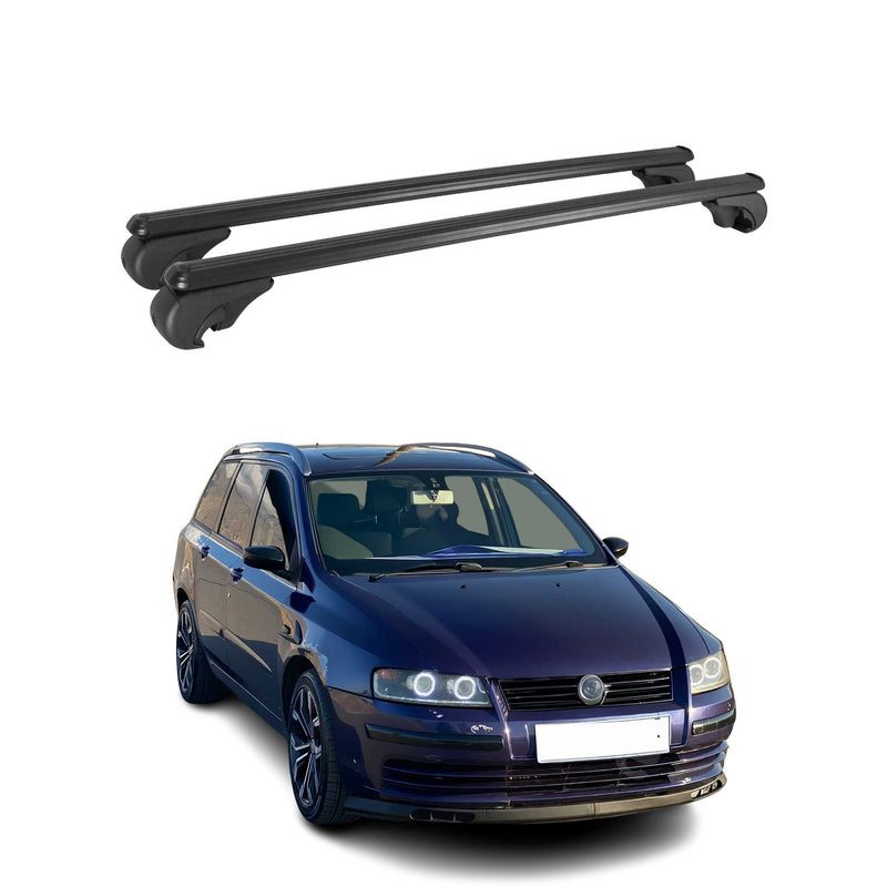 Barres de toit Transversales pour Fiat Stilo Multiwagon 2002-2008 Aluminium Noir