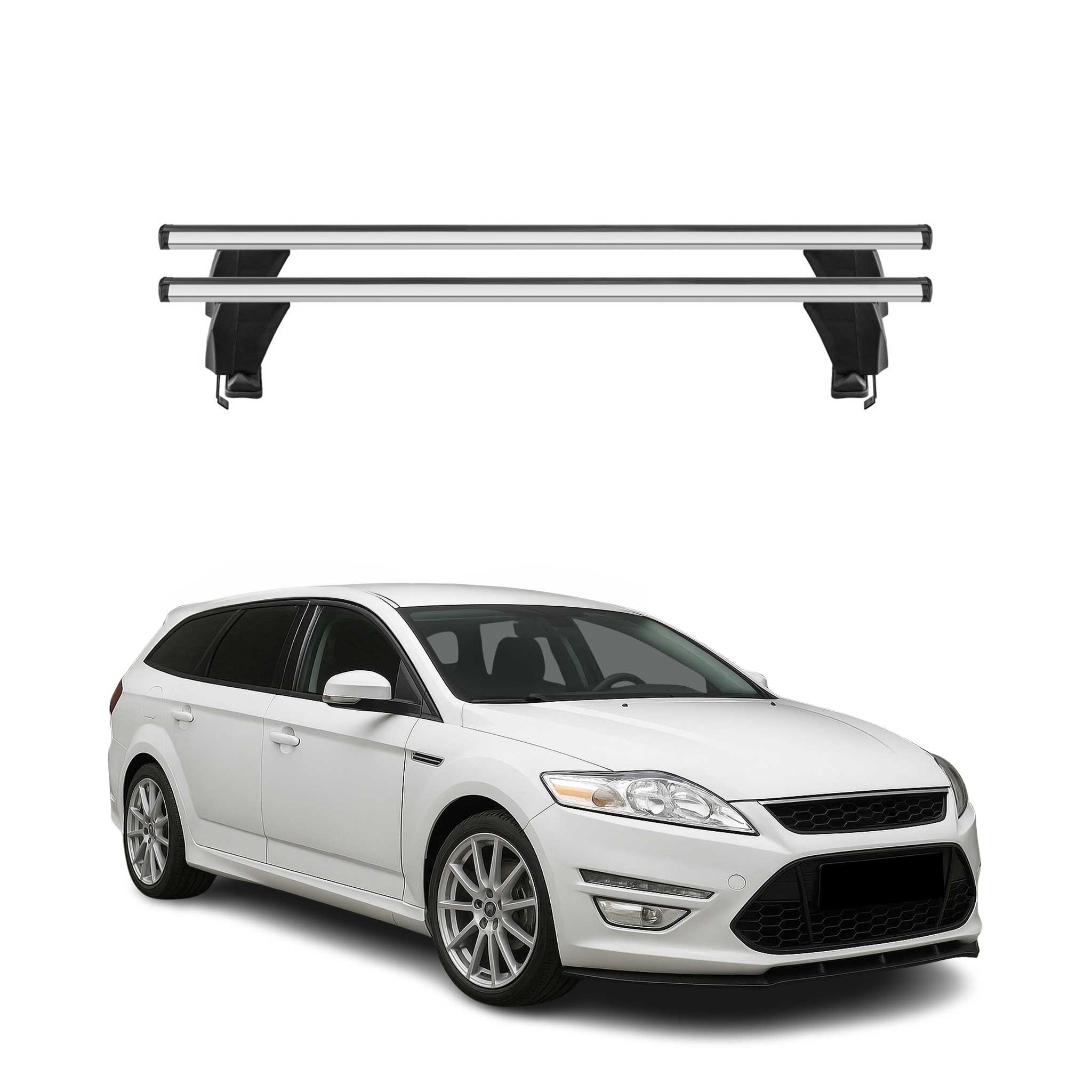 Barres de toit Transversales pour Ford Mondeo mk4 Wagon 2007-2014 Gris 2x