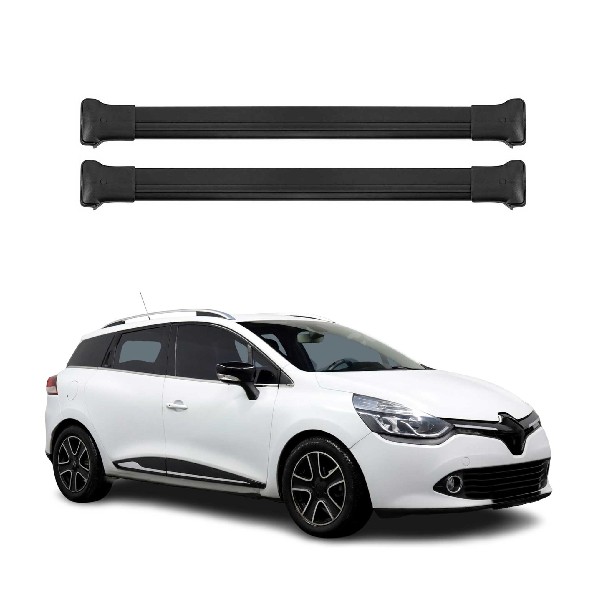 Barres de toit transversales pour Renault Clio SW 2012-2019 Aluminium Noir