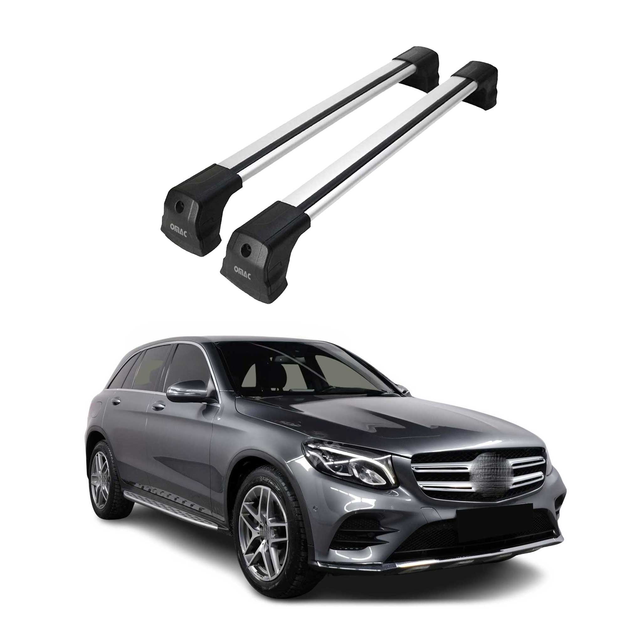 Barres de toit transversales pour Mercedes GLC C253 2016-2019 Aluminium Gris