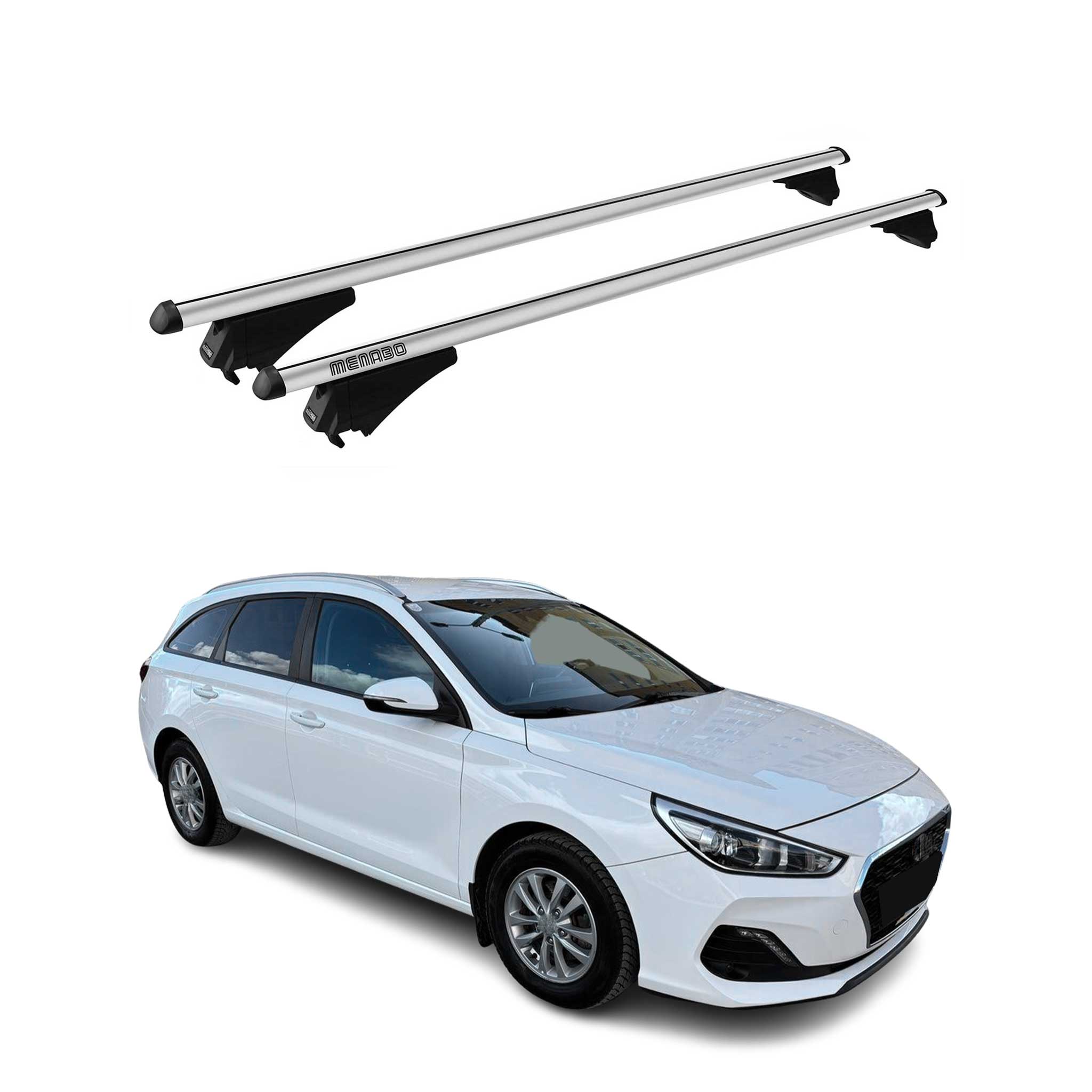 Tiger Barres de toit transversales pour Hyundai i30 Break 2017-2026 Alu Gris 2x