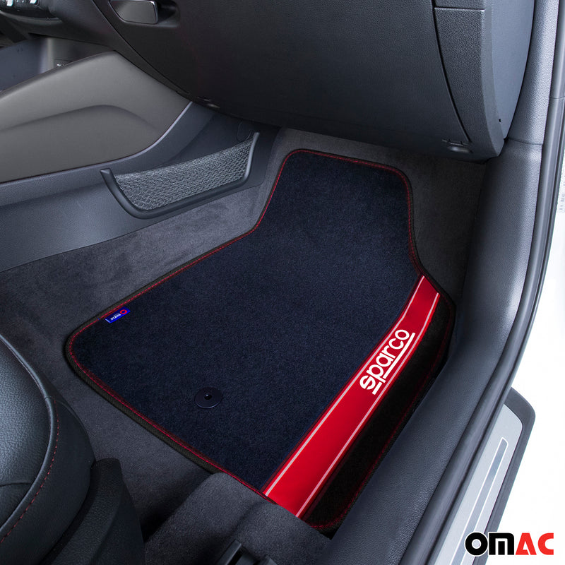 SPARCO tapis de sol tapis de voiture toutes saisons 4 pièces en noir et rouge