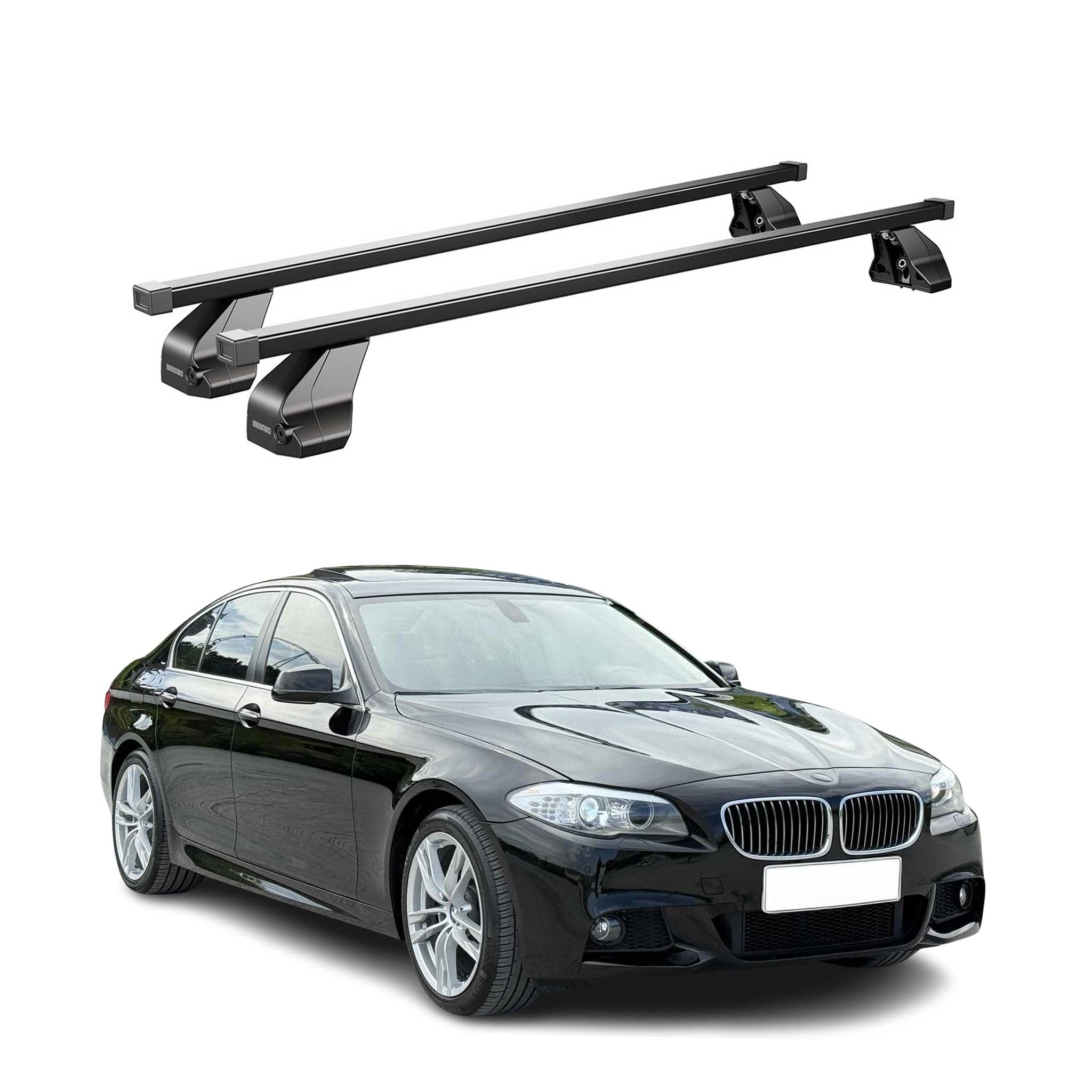 Barres transversales Menabo pour BMW Série 5 F10 Berline 2010-2016 inox Noir