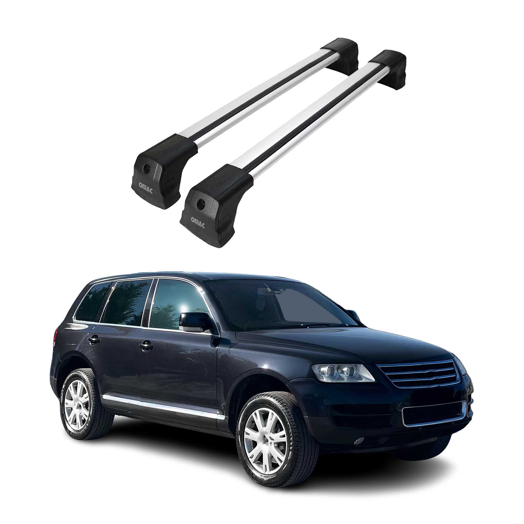 Barres de Toit Transversales pour VW Touareg 2002-2010 Alu Gris 2x