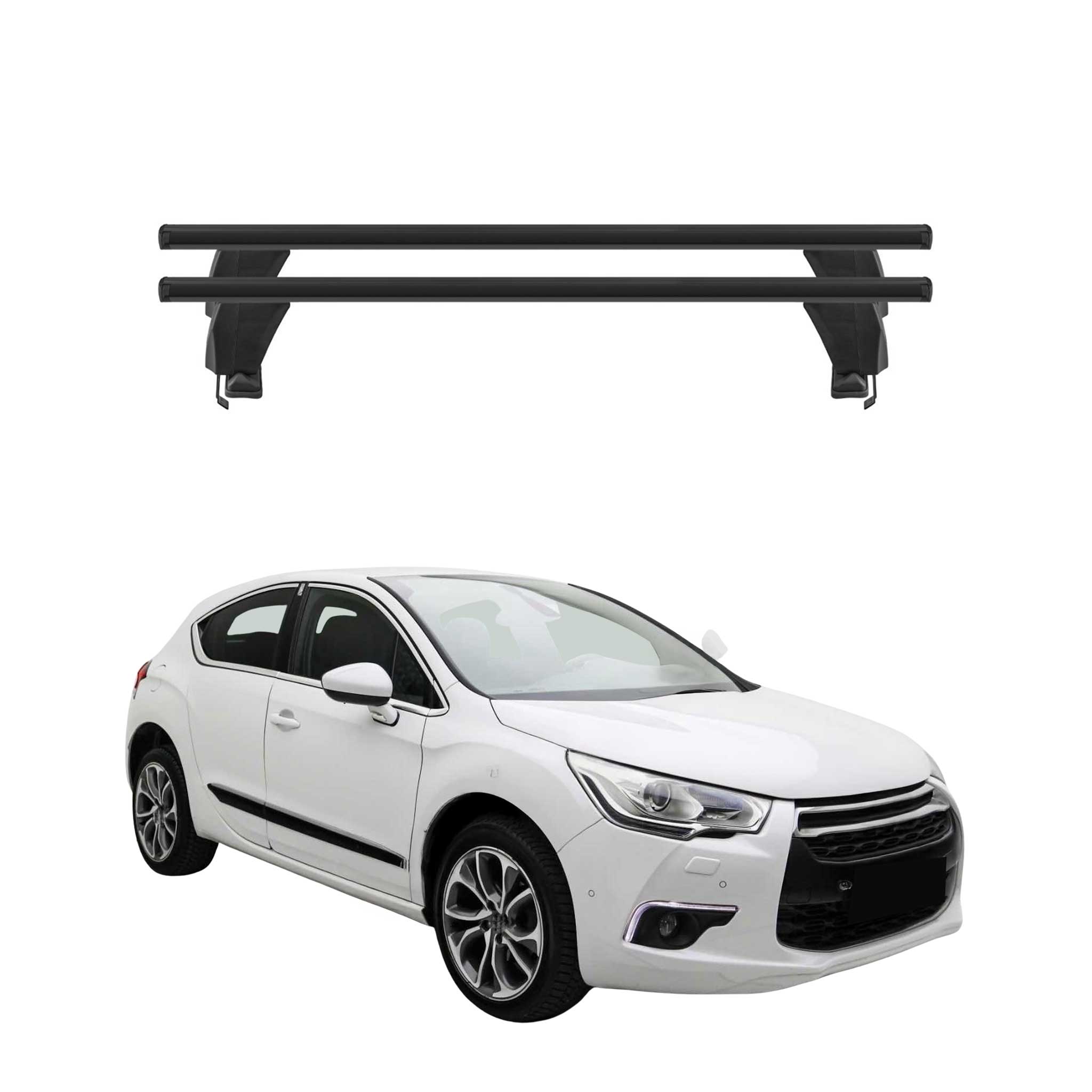 Menabo Barres de toit Transversales pour Citroen DS4 2011-2015 Noir ABE 2x