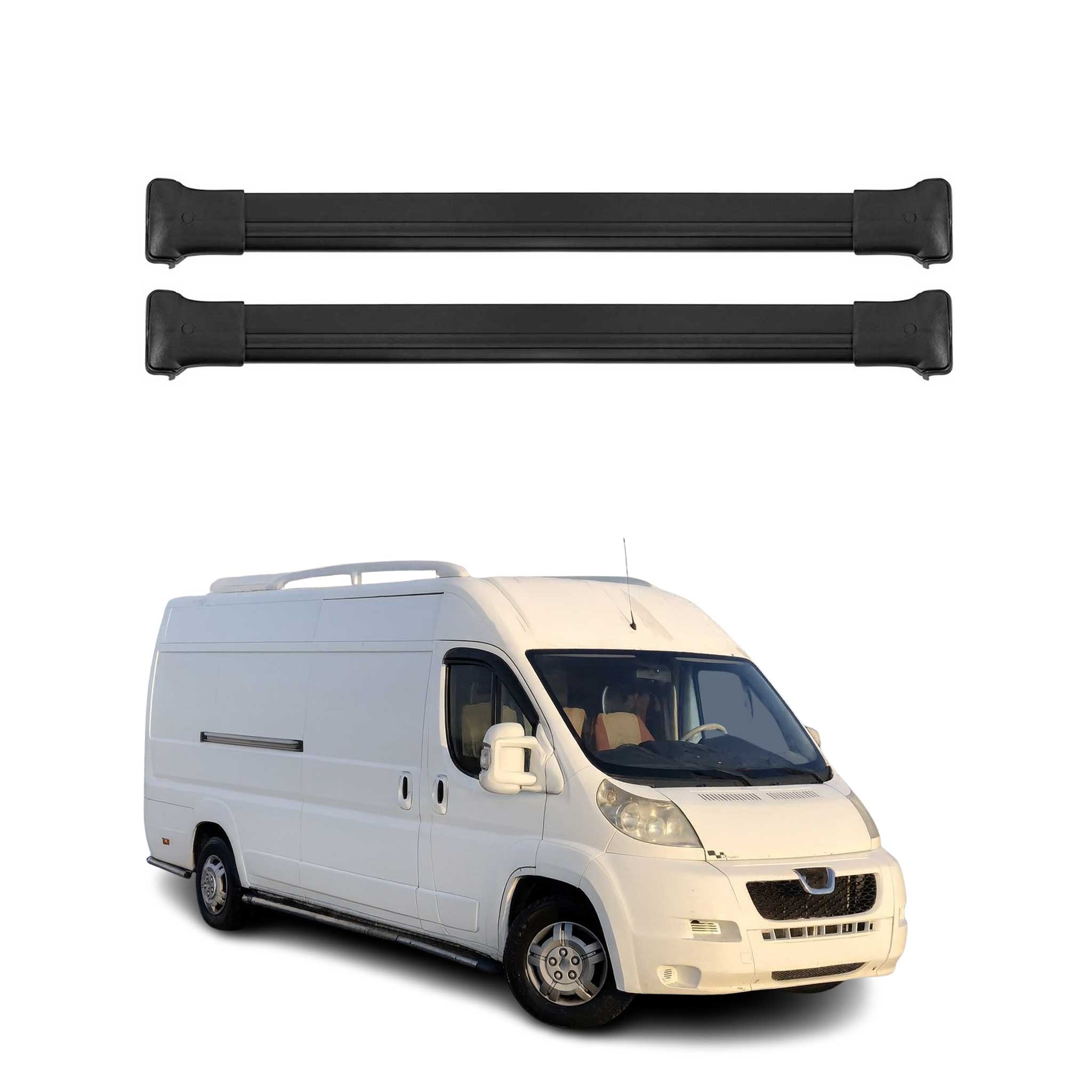 Barres de toit transversales pour Peugeot Boxer 2006-2021 Aluminium Noir 3Pcs