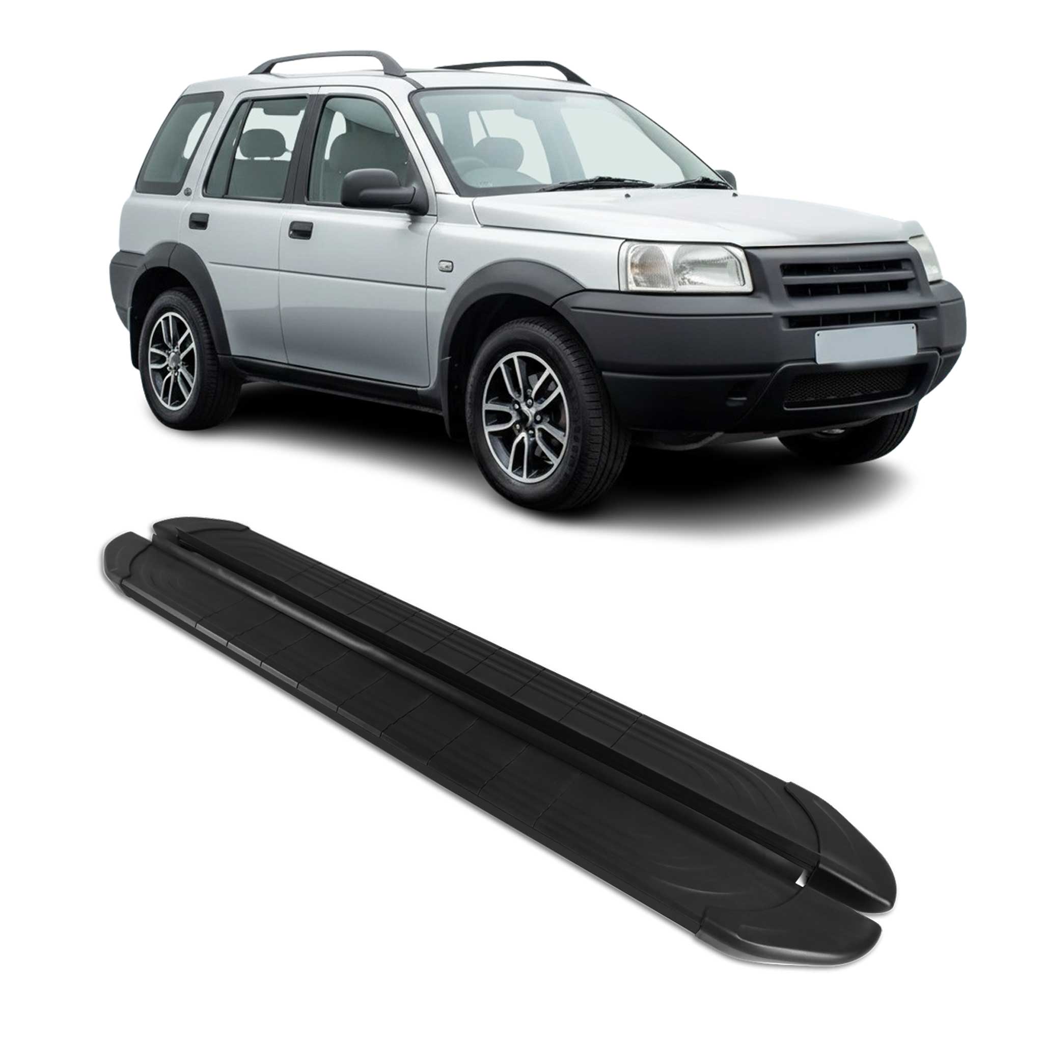 Marchepieds Latéraux pédale pour Land Rover Freelander 1997-2006 2Pcs Alu Noir