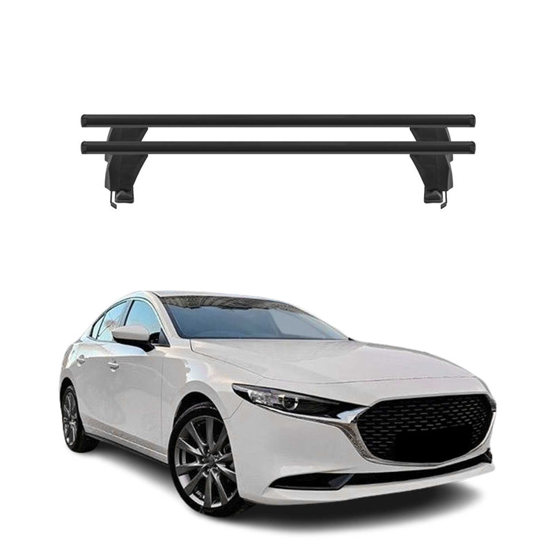 Menabo Barres de toit Transversales pour Mazda 3 2019-2025 Alu Noir ABE 2x