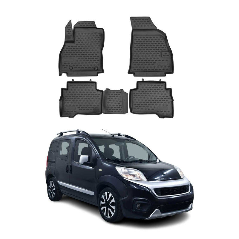Tapis de Sol pour Fiat Fiorino Qubo 2008-2021 Caoutchouc TPE Noir