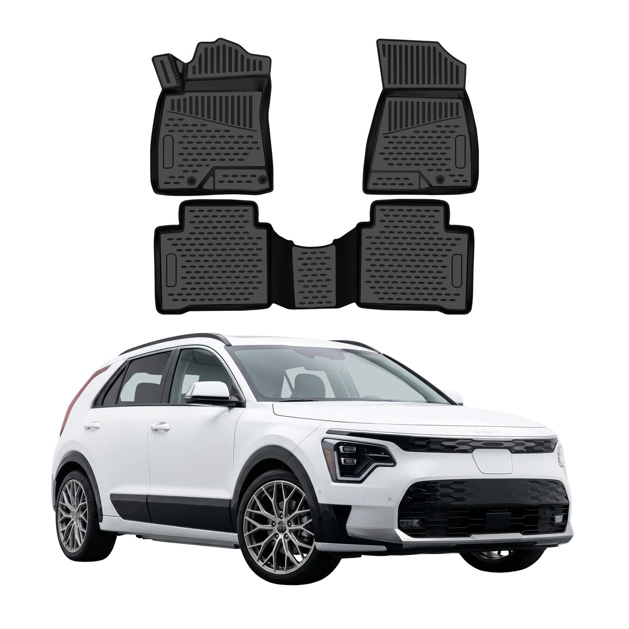 OMAC Tapis de sol pour Kia Niro II 2023-2026 en caoutchouc TPE Noir 3Pcs