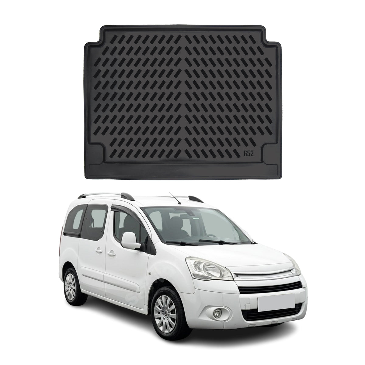 Tapis de coffre pour Citroen Berlingo 2008-2027 Noir 3D en Caoutchouc TPE