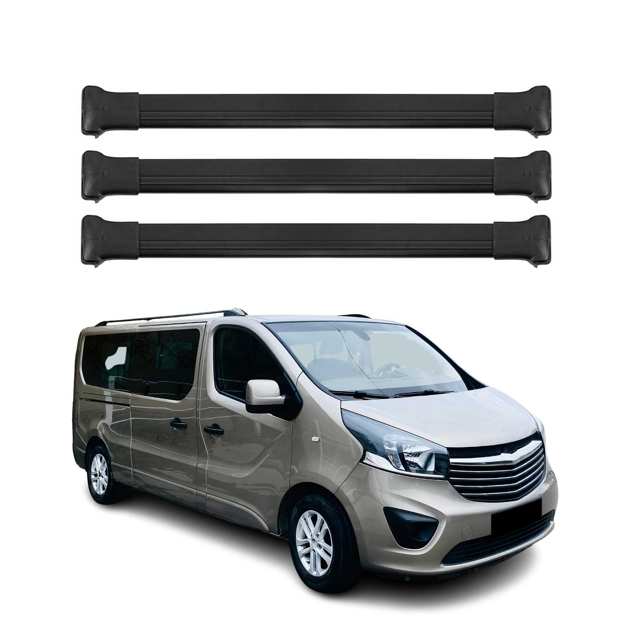 Barres de Toit Transversales pour Opel Vivaro B 2014-2019 Noir en alu